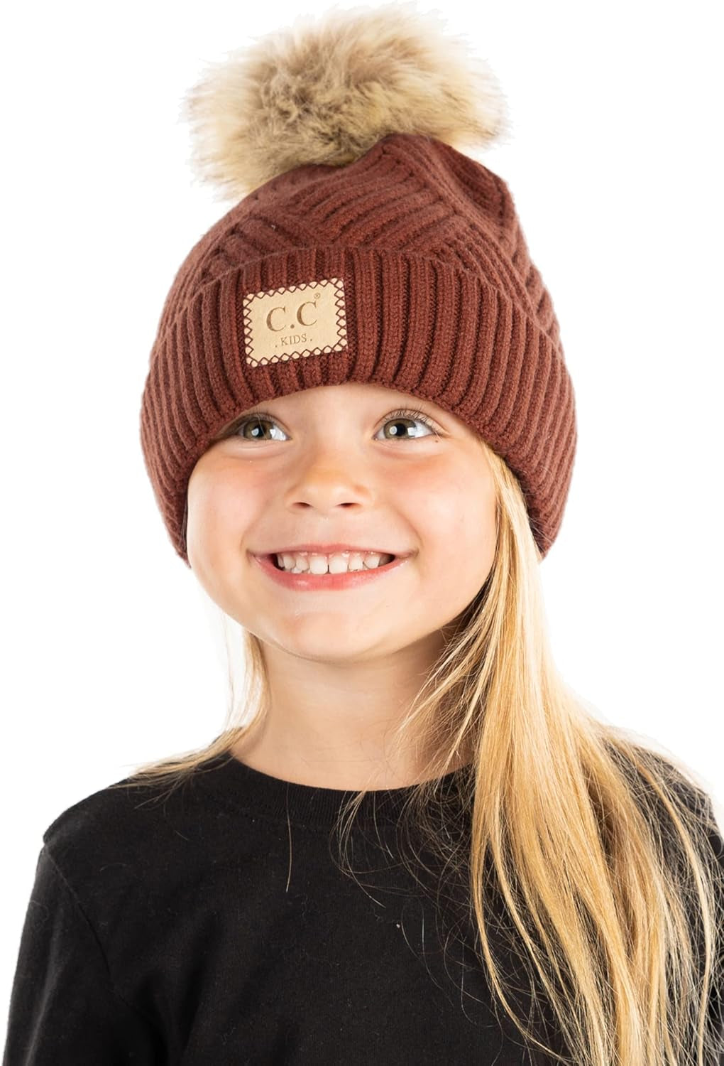 Cozy Toddler Cable Knit Pom Beanie - Warm Winter Hat for Kids