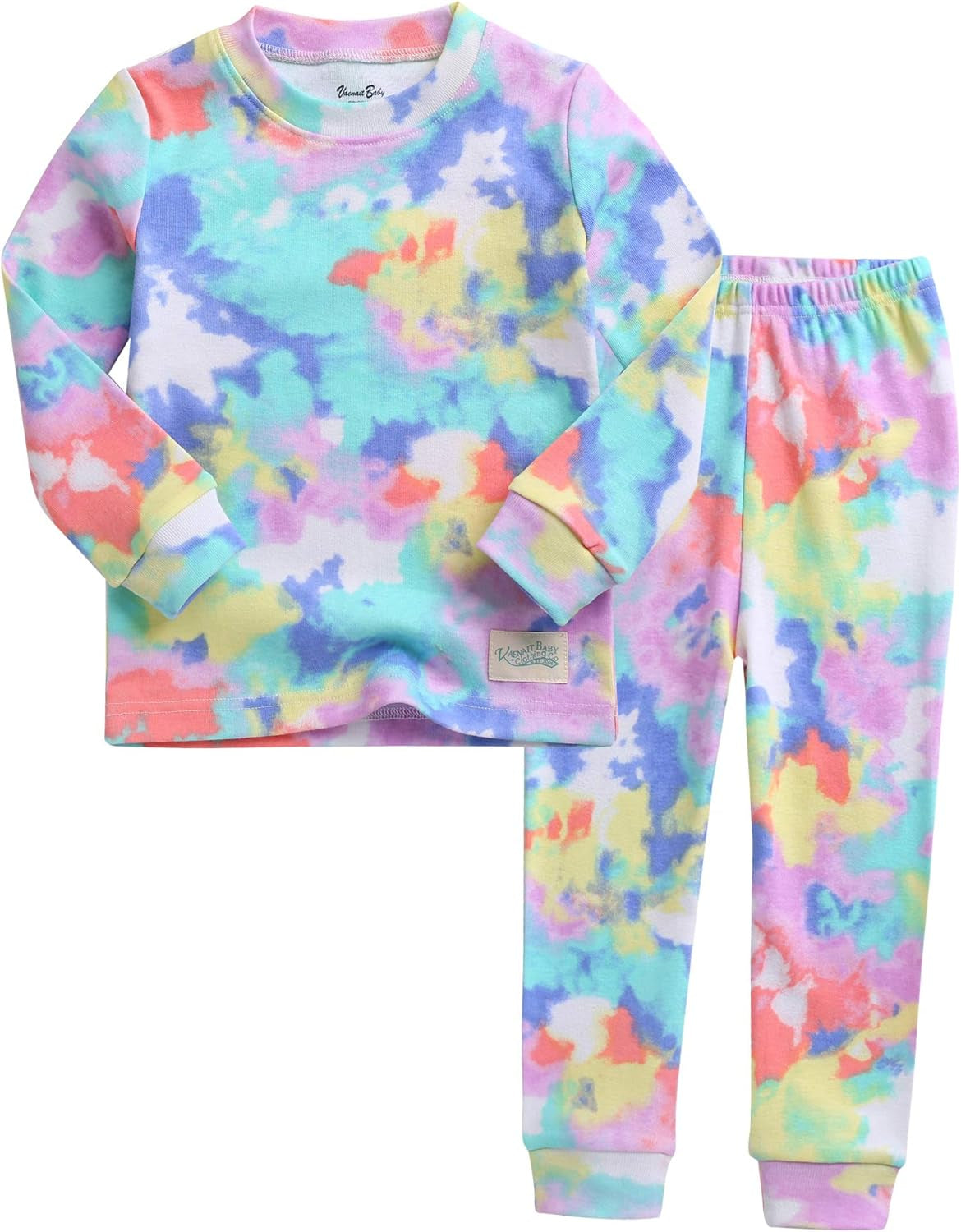 12M-12Y Toddler Kids Boys Girls 100% Cotton Marbling Tie-dye Sung Fit Sleepwear Pajamas 2Pcs Pjs Set