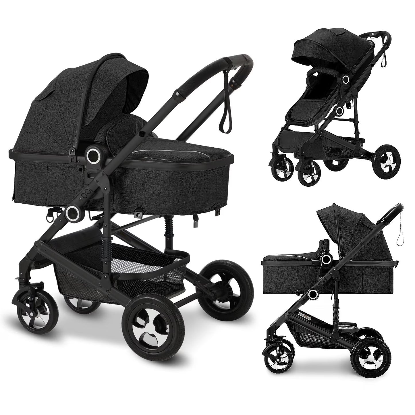 3-In-1 Convertible Baby Stroller with Big Seat and Adjustable Canopy, 24 Pound