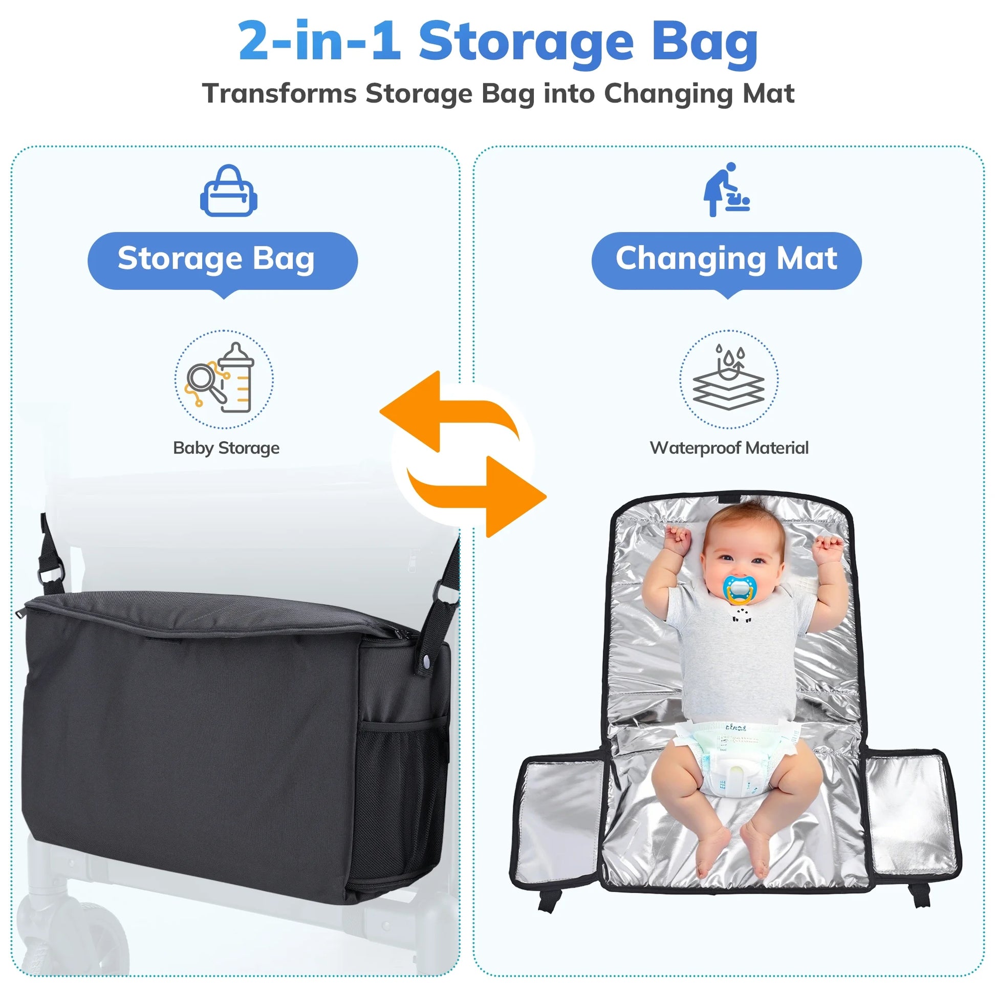 Toddler Stroller Wagon for 4 Kids with Cooler Bag, Parent Organizer,5-Point Harnesses, Black