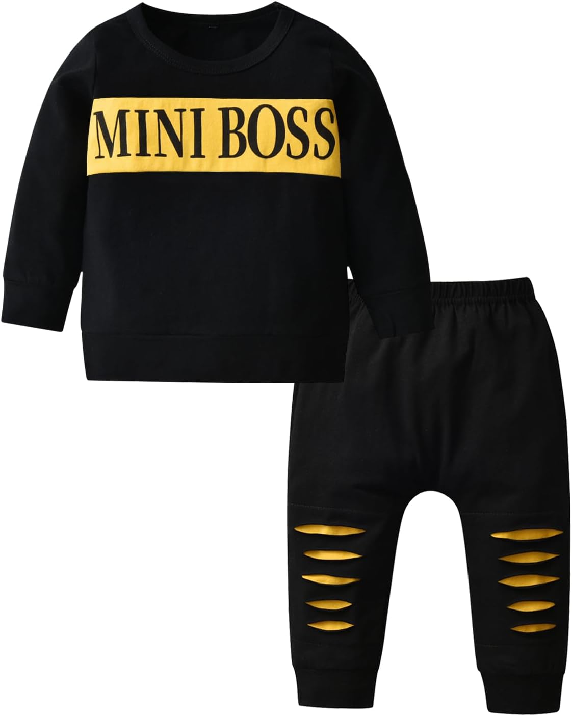 Toddler Infant Baby Boy Clothes Long Sleeve Letter Print Sweatshirt Tops + Pants 2PCS Outfit Set