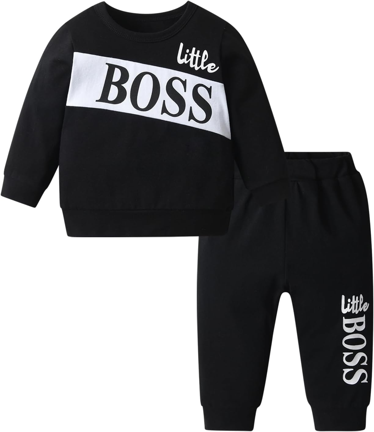 Toddler Infant Baby Boy Clothes Long Sleeve Letter Print Sweatshirt Tops + Pants 2PCS Outfit Set