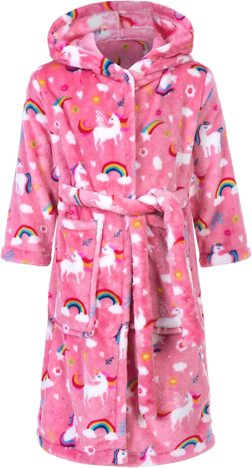 Boys Girls Cartoon Hooded Bathrobe Pajamas Sleepwear