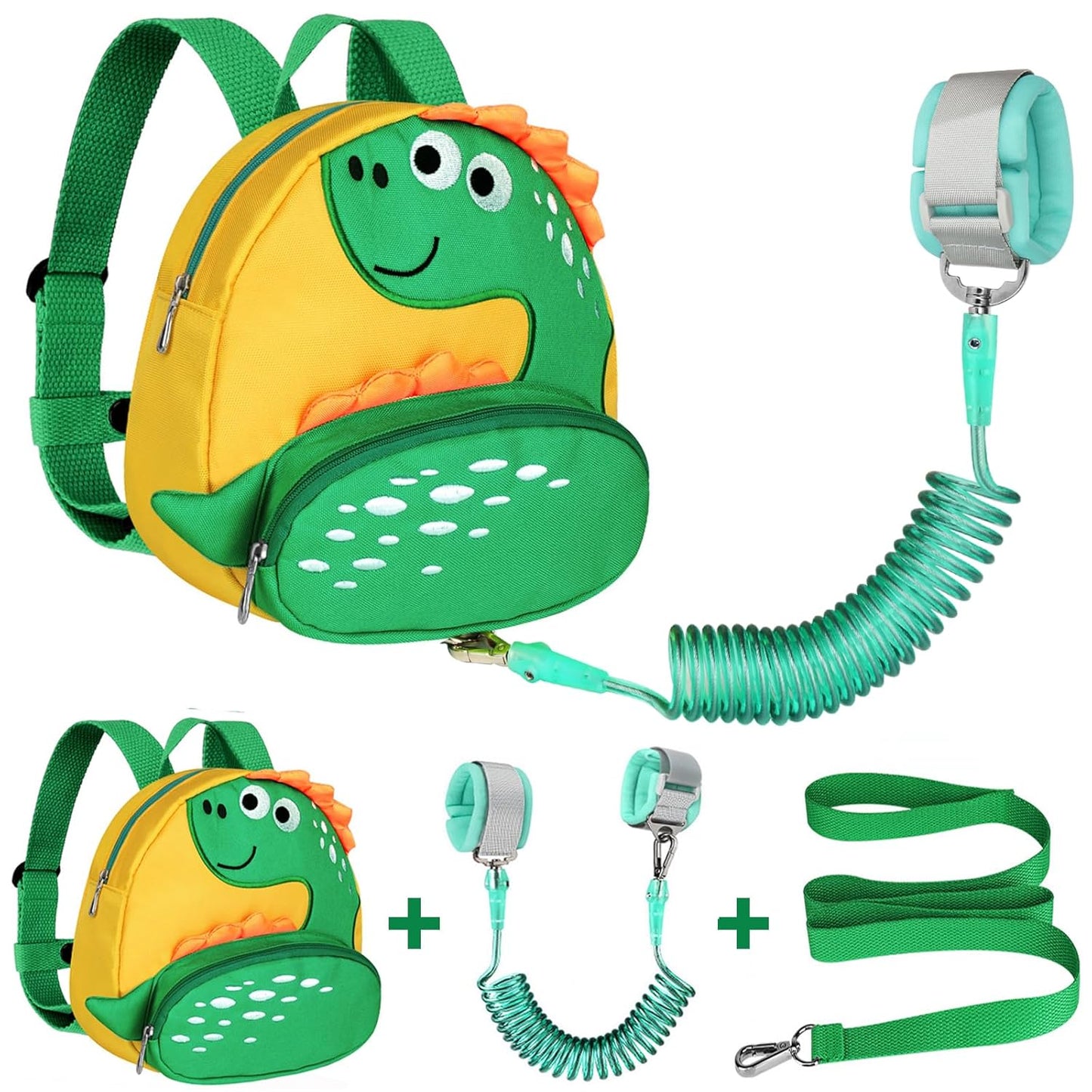  Cute Dinosaur Harnesses with Kids anti Lost Wrist Link,  Wristband Tether Strap and Protection Leashes