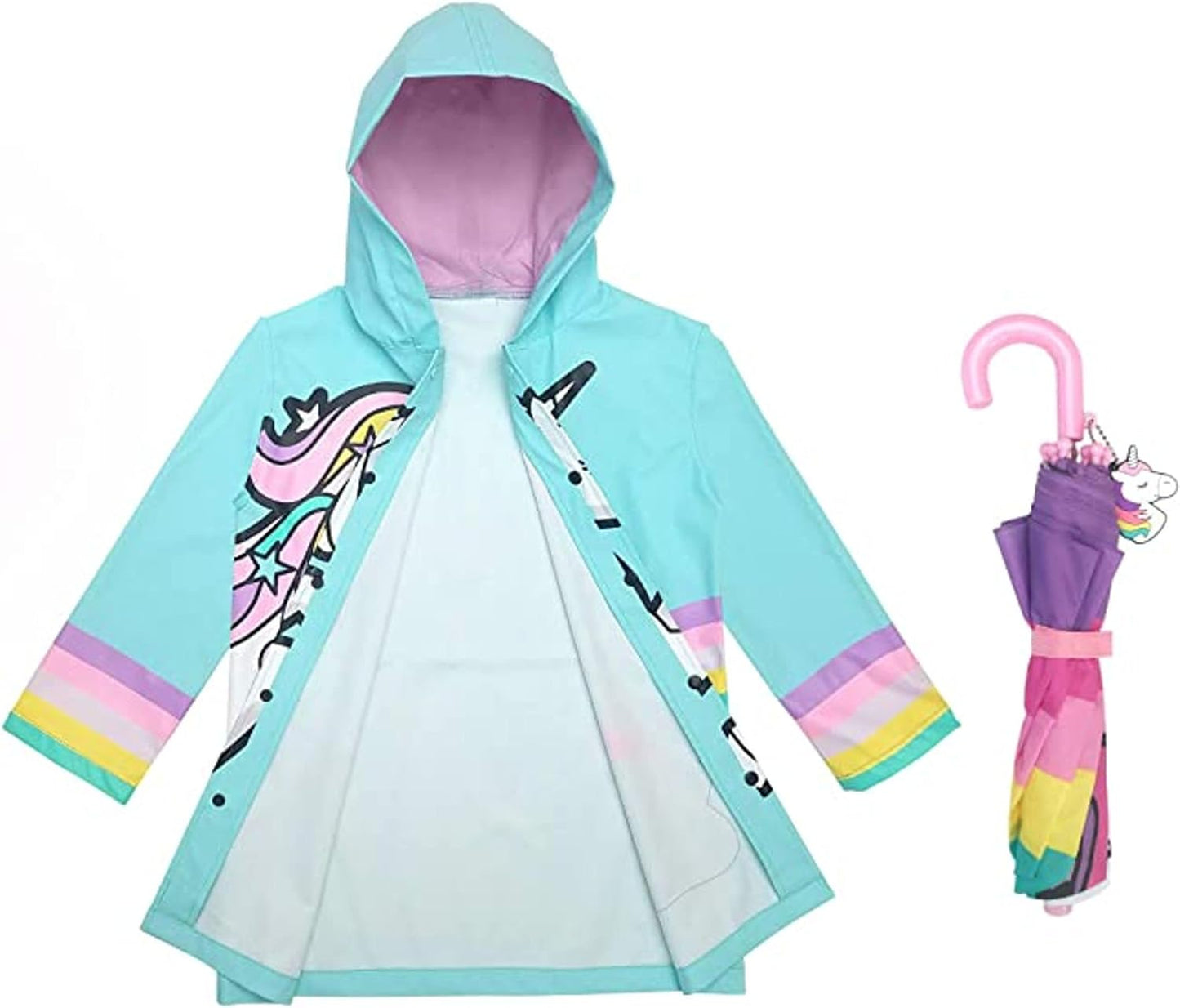 Kids Umbrella & Rain Coats Set - for Girls and Boys 3-9Y  