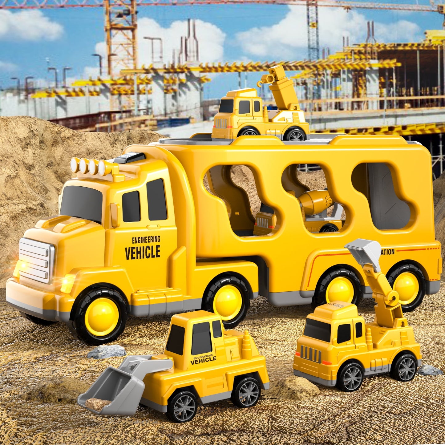 Truck Toys for Kids Boys, Car Set Boys Toys Ages 2Y-5Y, Birthday Gift for  Boys