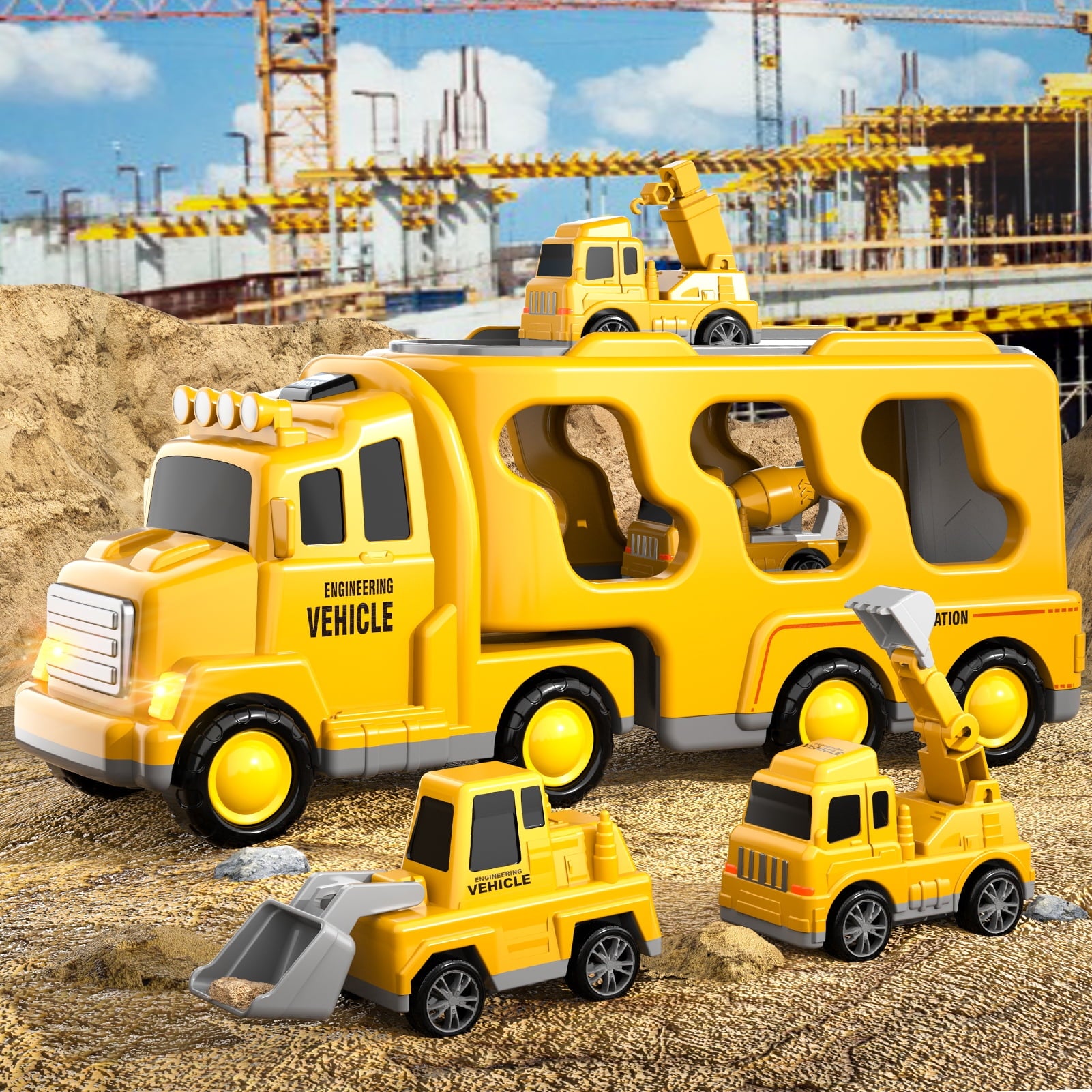 Truck Toys for Kids Boys, Car Set Boys Toys Ages 2Y-5Y, Birthday Gift for  Boys