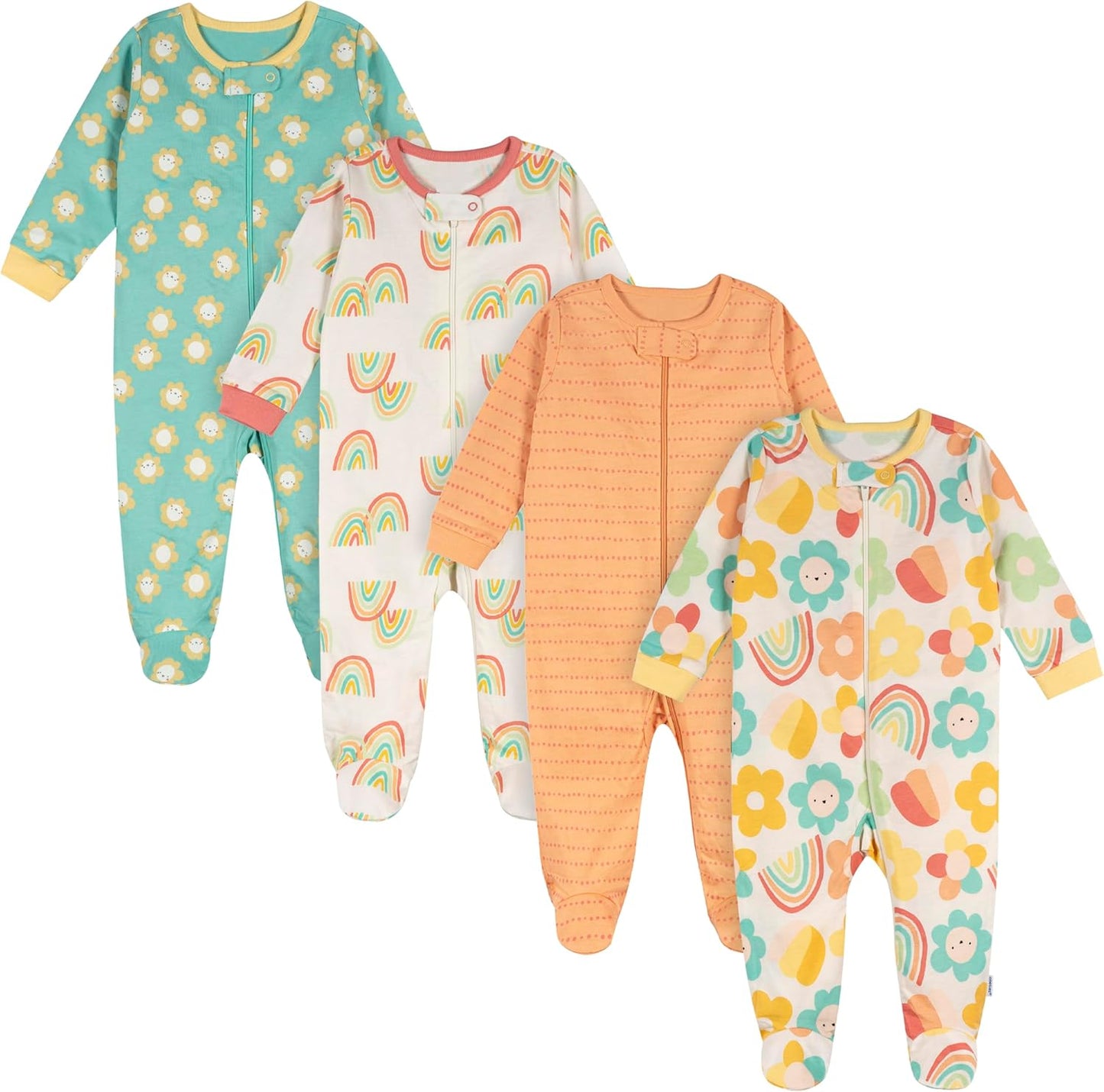 Baby-Girls 4-Pack Sleep 'N Play Footies Multi Pack