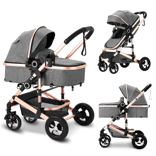 3-In-1 Convertible Baby Stroller with Big Seat and Adjustable Canopy, 24 Pound