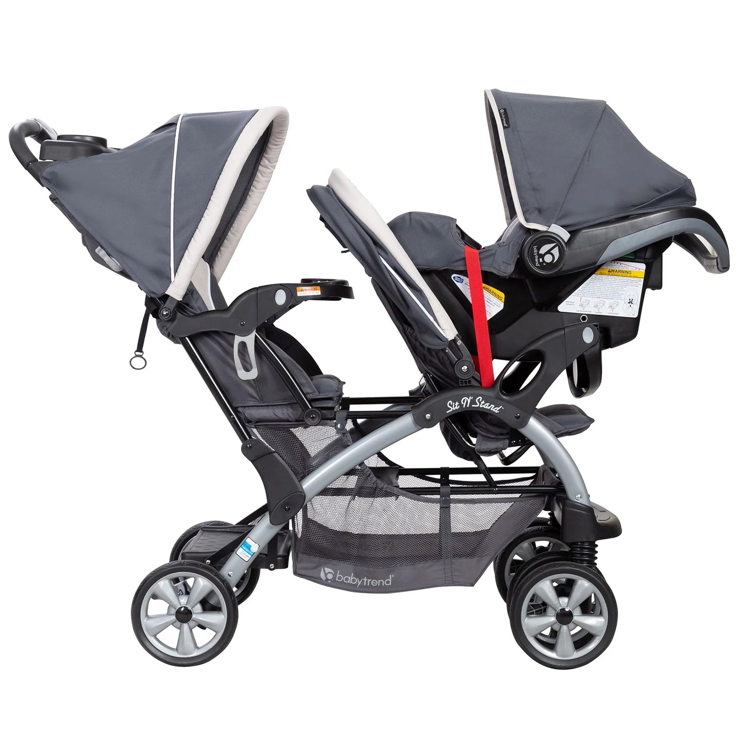 Sit N Stand Travel Double Baby Stroller and Car Seat Combo