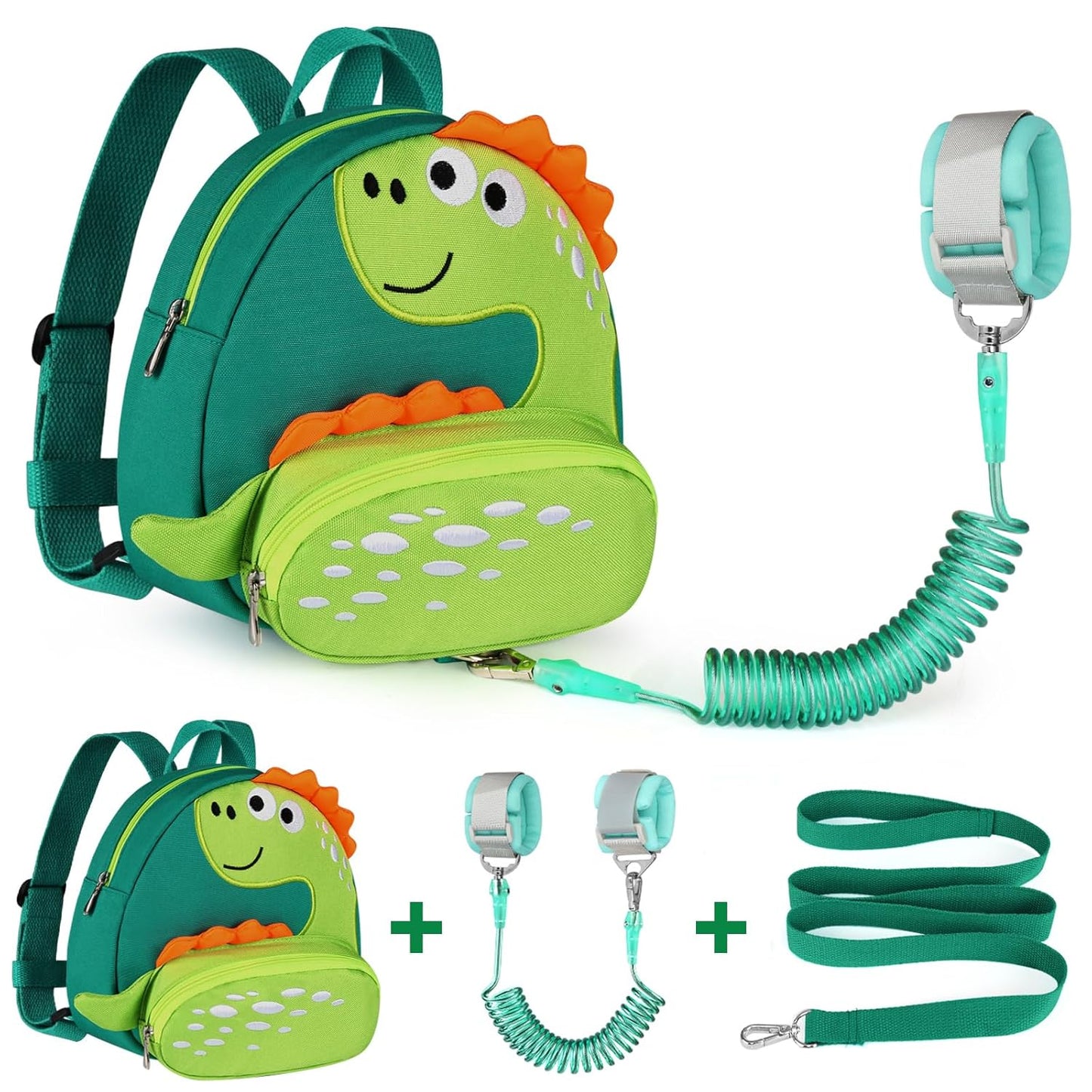  Cute Dinosaur Harnesses with Kids anti Lost Wrist Link,  Wristband Tether Strap and Protection Leashes