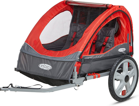 Single or Double Seat, Universal Coupler, Folding Frame, Quick-Release Wheels, Canopy with Bug Screen and Weather Shield, Bike Trailer for Kids