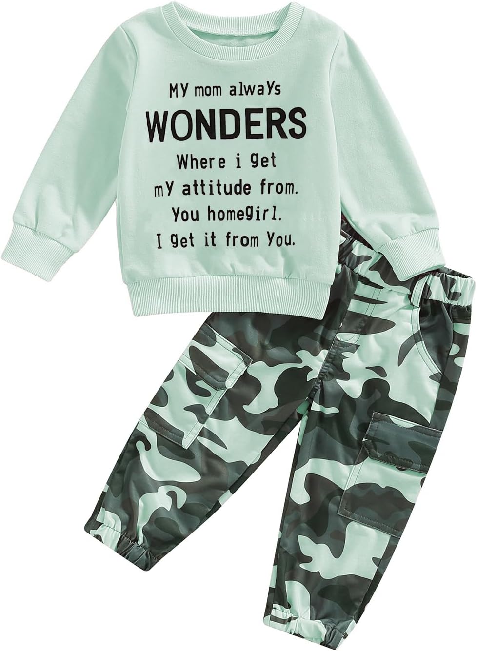 Girls Clothes 2T-6Y Sweatshirt & Camouflage Pants Set Kids Winter Sweatsuit