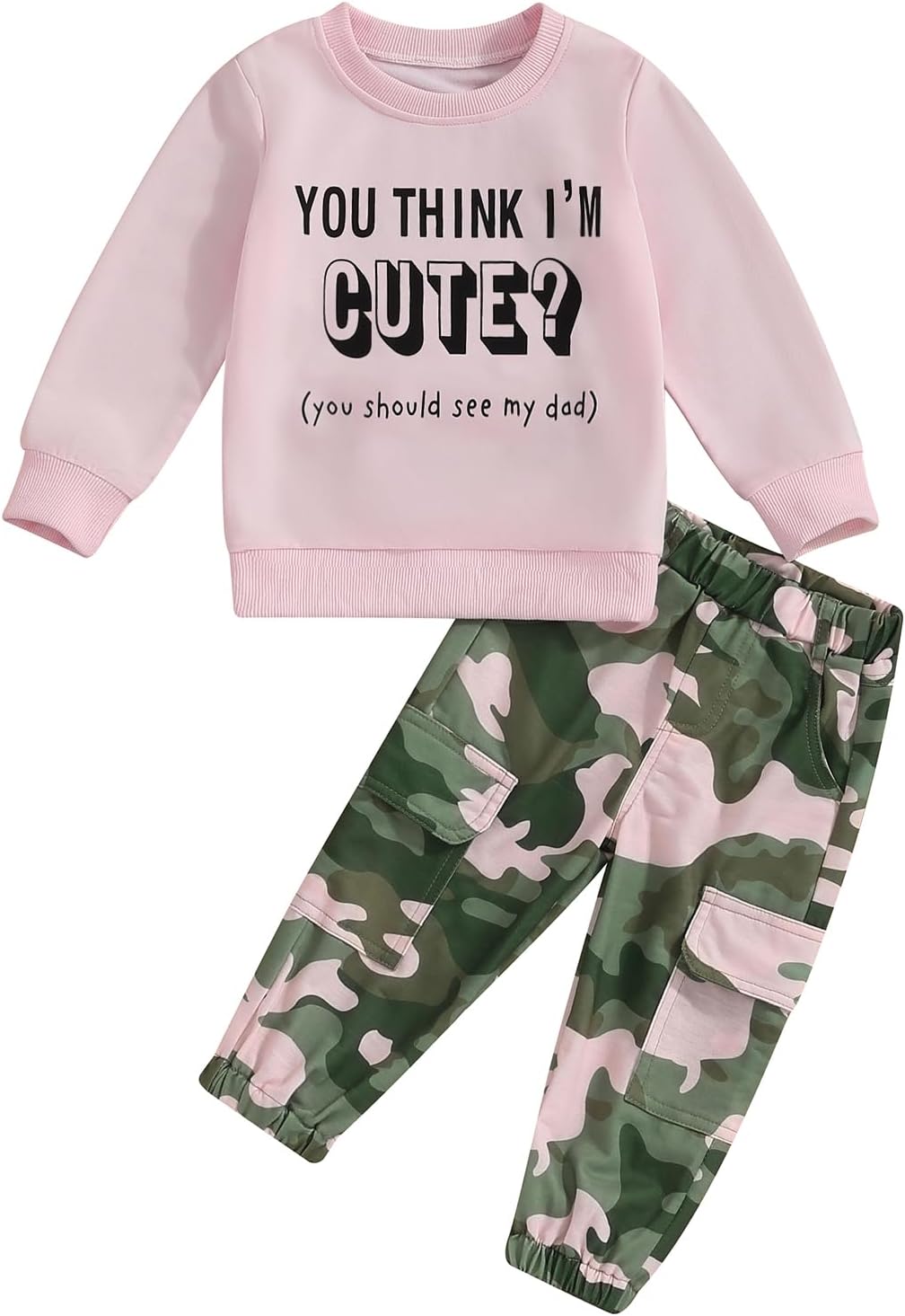 Girls Clothes 2T-6Y Sweatshirt & Camouflage Pants Set Kids Winter Sweatsuit