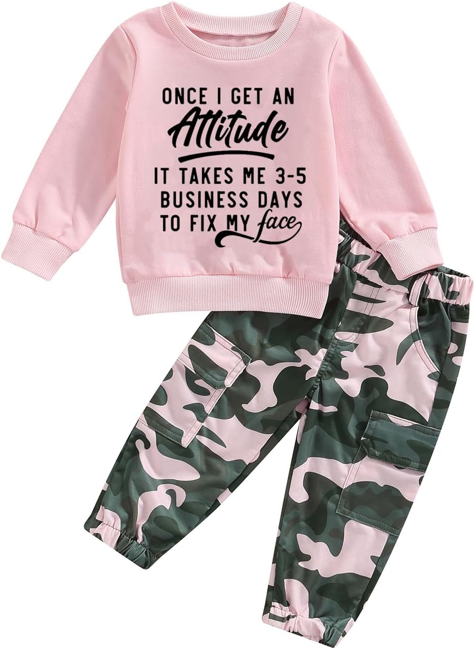 Girls Clothes 2T-6Y Sweatshirt & Camouflage Pants Set Kids Winter Sweatsuit