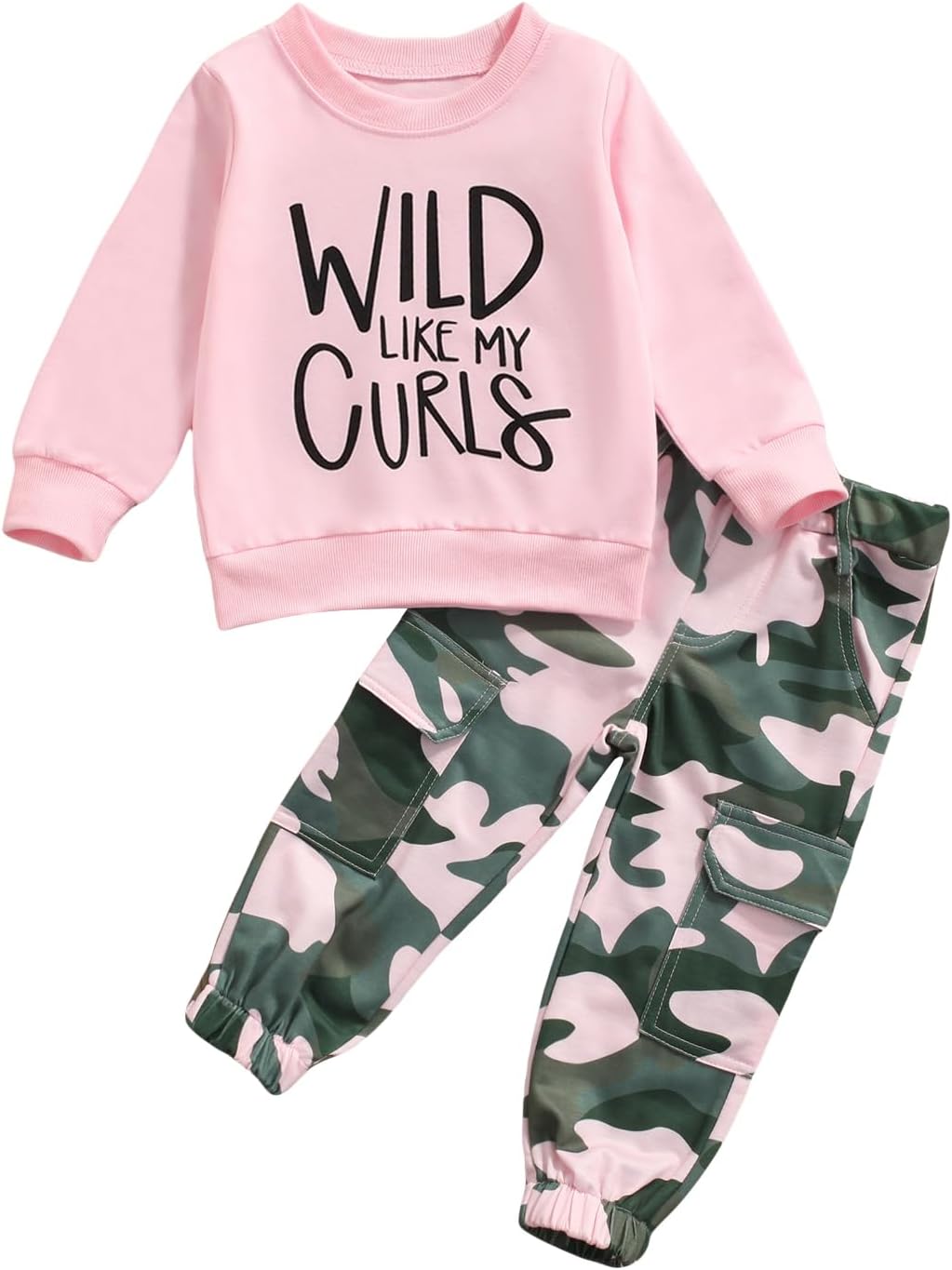 Girls Clothes 2T-6Y Sweatshirt & Camouflage Pants Set Kids Winter Sweatsuit