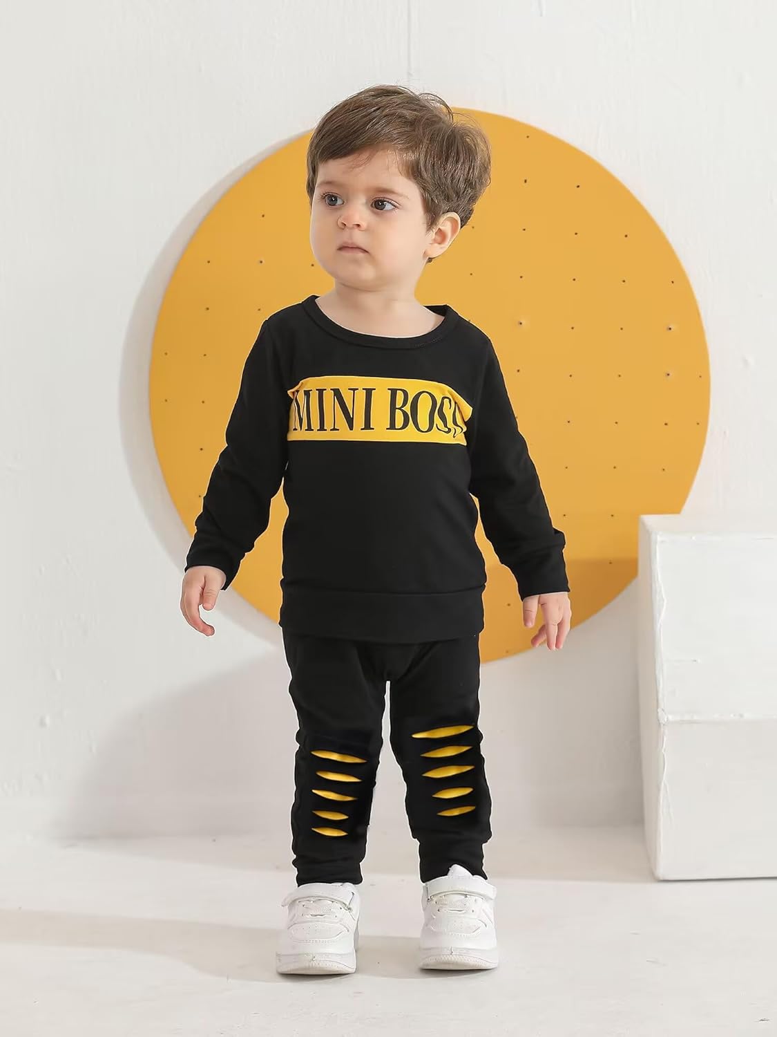 Toddler Infant Baby Boy Clothes Long Sleeve Letter Print Sweatshirt Tops + Pants 2PCS Outfit Set