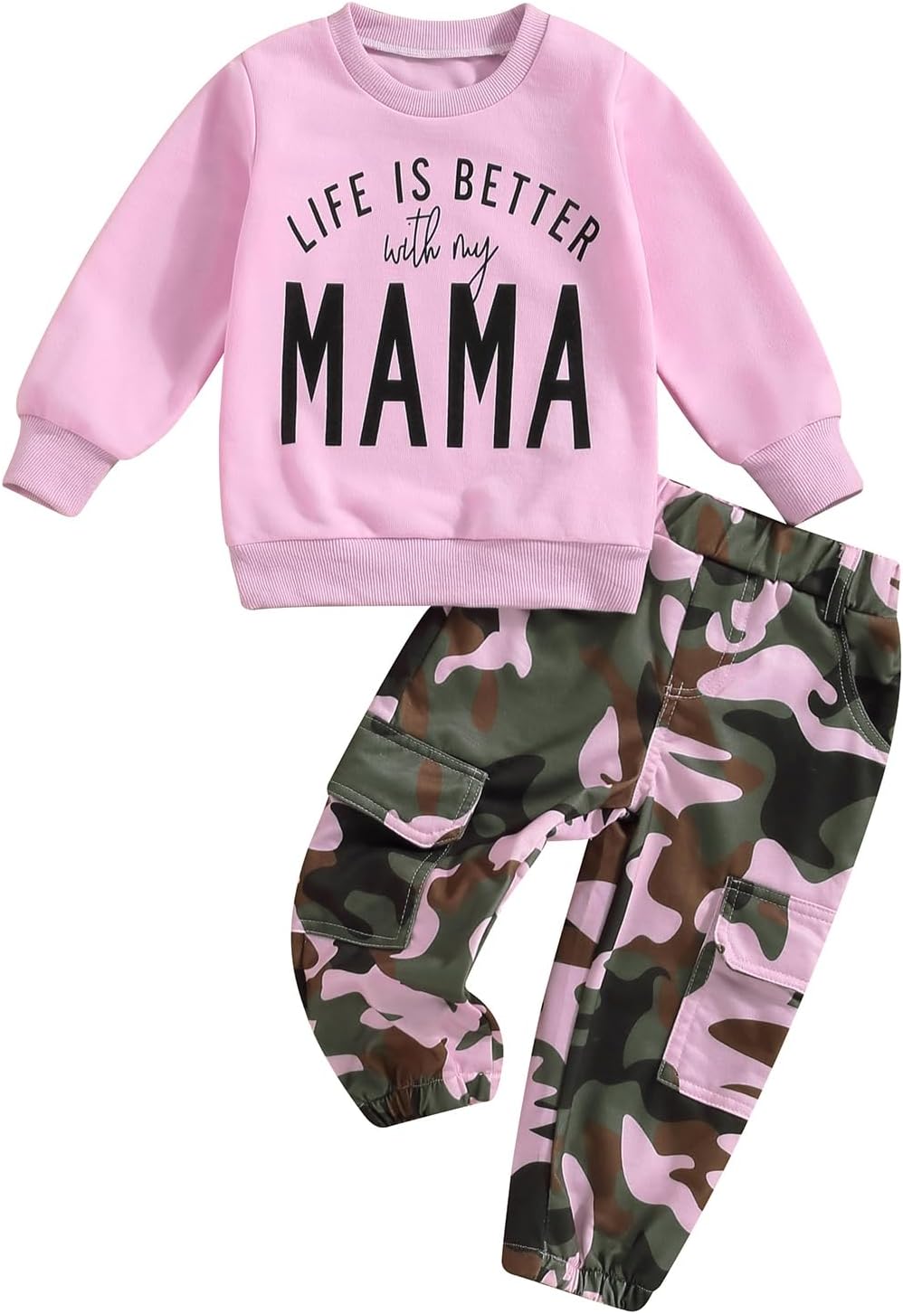 Girls Clothes 2T-6Y Sweatshirt & Camouflage Pants Set Kids Winter Sweatsuit