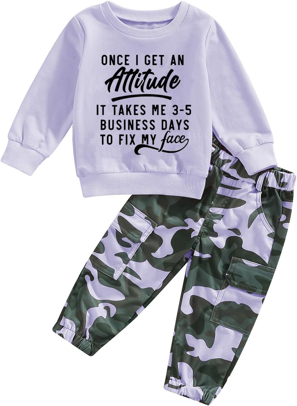 Girls Clothes 2T-6Y Sweatshirt & Camouflage Pants Set Kids Winter Sweatsuit