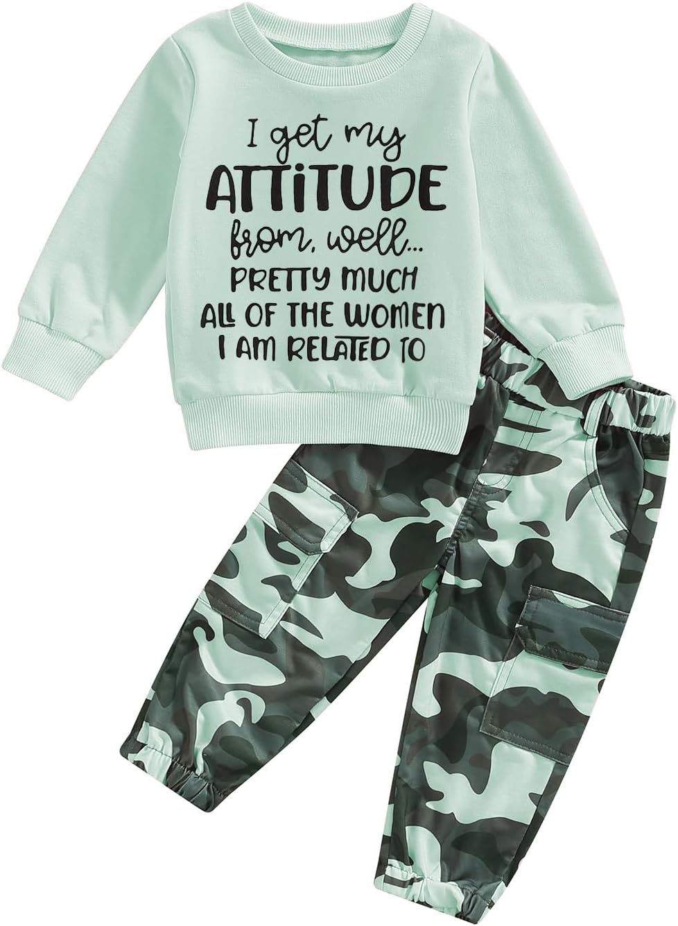 Girls Clothes 2T-6Y Sweatshirt & Camouflage Pants Set Kids Winter Sweatsuit