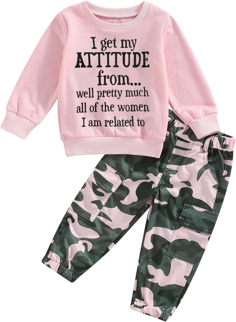 Girls Clothes 2T-6Y Sweatshirt & Camouflage Pants Set Kids Winter Sweatsuit