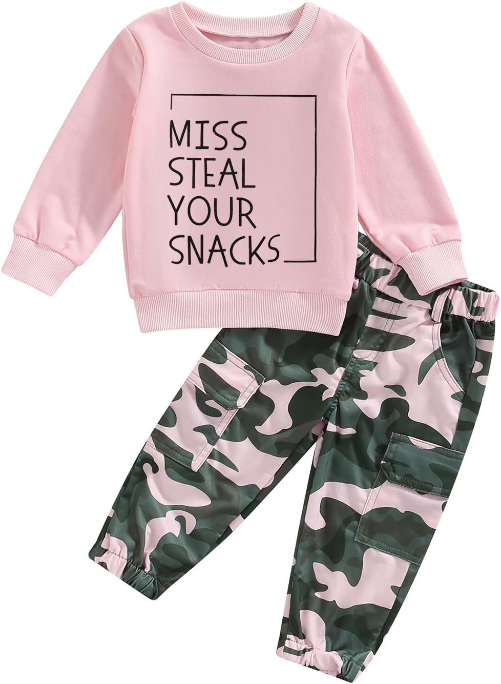 Girls Clothes 2T-6Y Sweatshirt & Camouflage Pants Set Kids Winter Sweatsuit