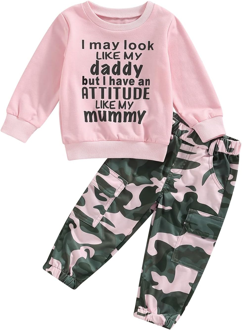 Girls Clothes 2T-6Y Sweatshirt & Camouflage Pants Set Kids Winter Sweatsuit