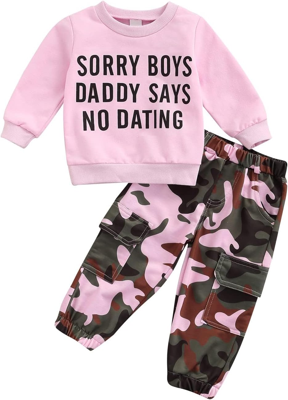 Girls Clothes 2T-6Y Sweatshirt & Camouflage Pants Set Kids Winter Sweatsuit