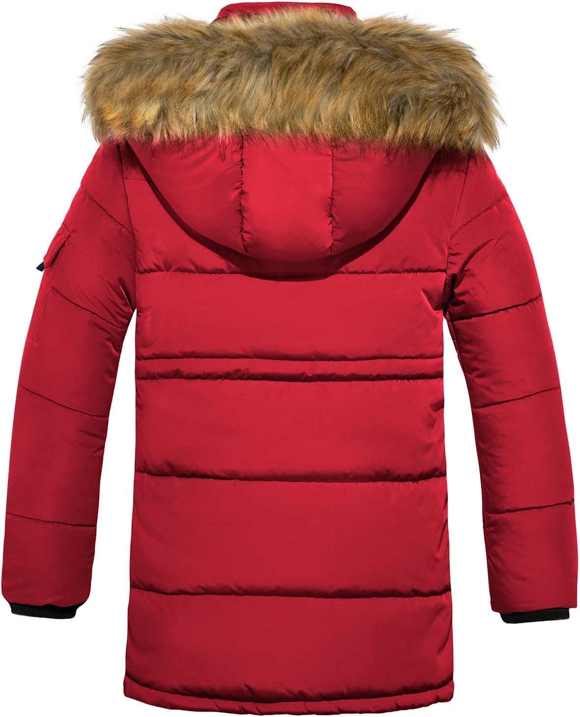  Quilted Puffer Water Resistant Winter Coat with Detachable Fur Hood for Big Boys