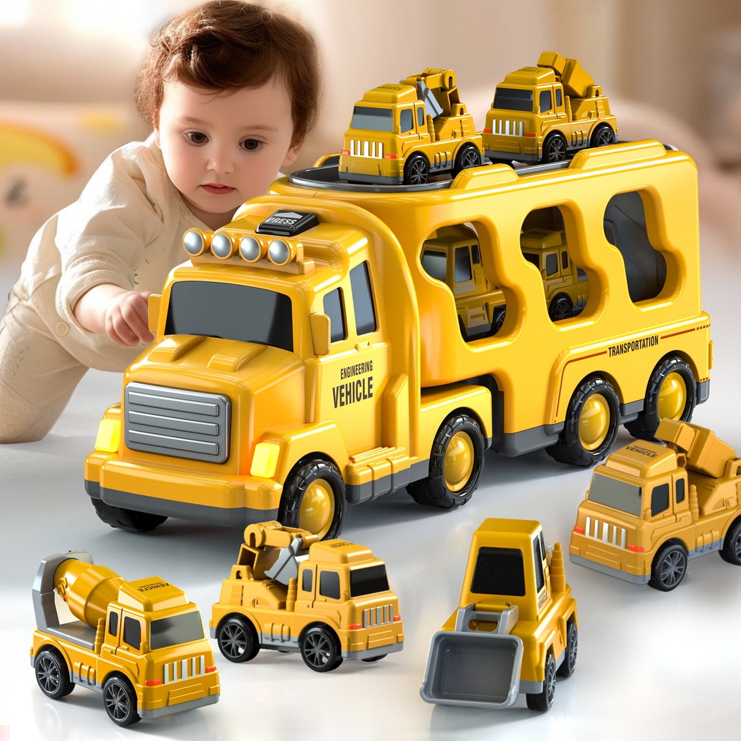 Truck Toys for Kids Boys, Car Set Boys Toys Ages 2Y-5Y, Birthday Gift for  Boys