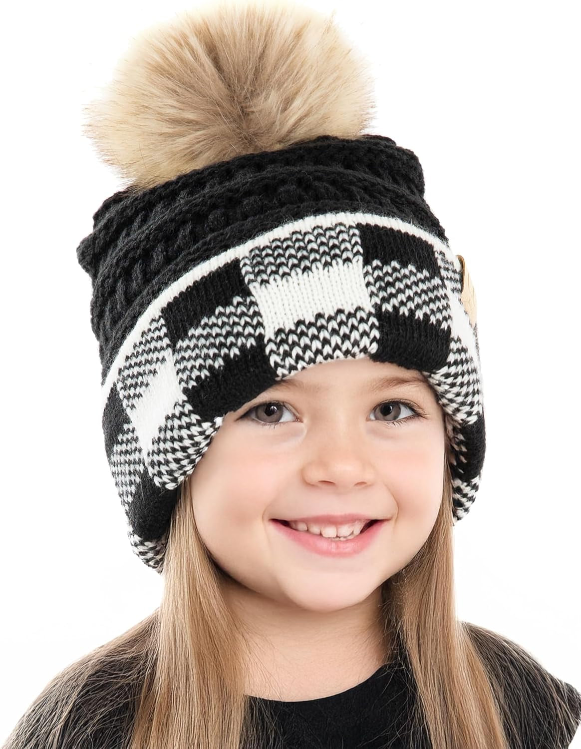 Cozy Toddler Cable Knit Pom Beanie - Warm Winter Hat for Kids