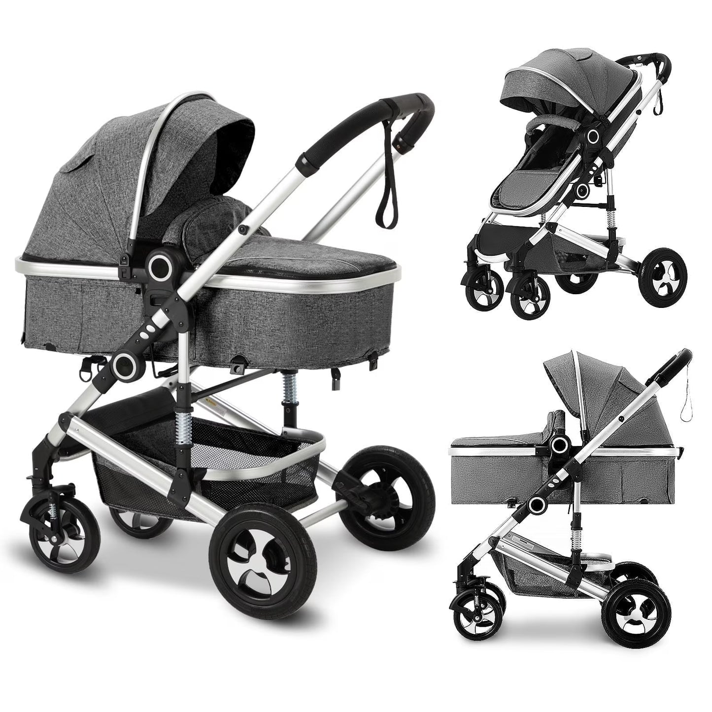 3-In-1 Convertible Baby Stroller with Big Seat and Adjustable Canopy, 24 Pound