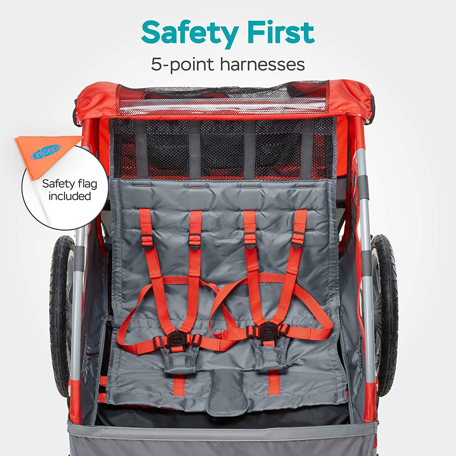 Single or Double Seat, Universal Coupler, Folding Frame, Quick-Release Wheels, Canopy with Bug Screen and Weather Shield, Bike Trailer for Kids