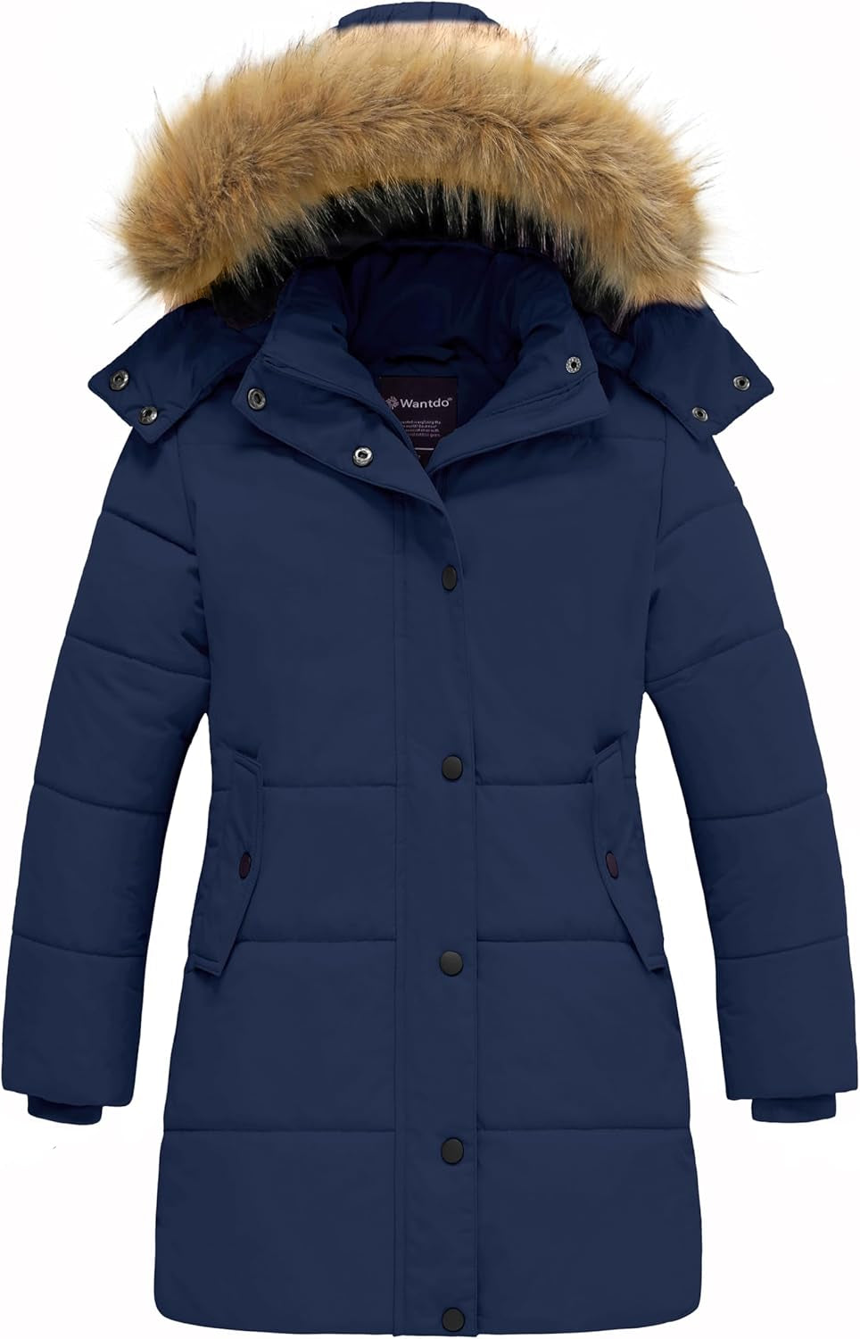 Girl'S Winter Coat Long Puffer Jacket Fleece Parka with Hood Waterproof