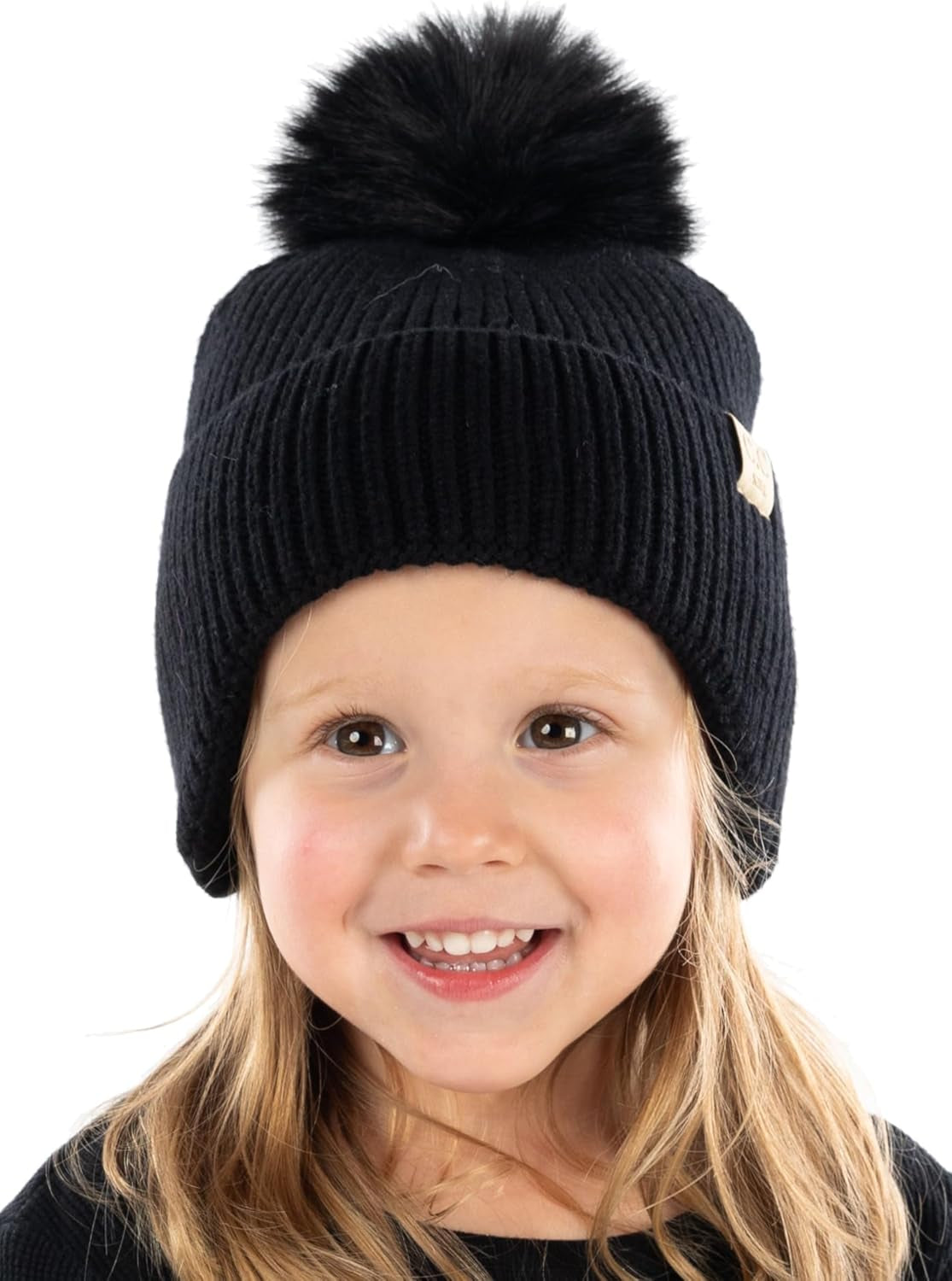 Cozy Toddler Cable Knit Pom Beanie - Warm Winter Hat for Kids