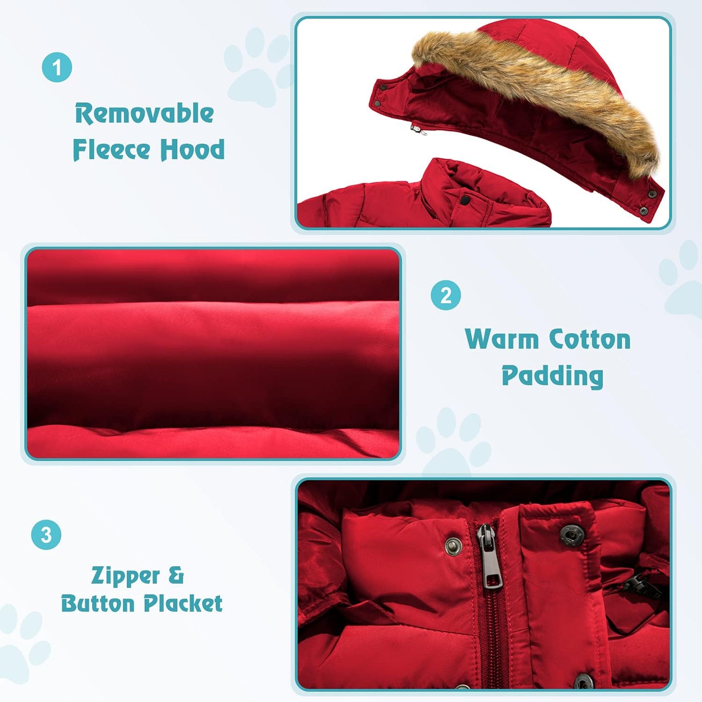  Quilted Puffer Water Resistant Winter Coat with Detachable Fur Hood for Big Boys