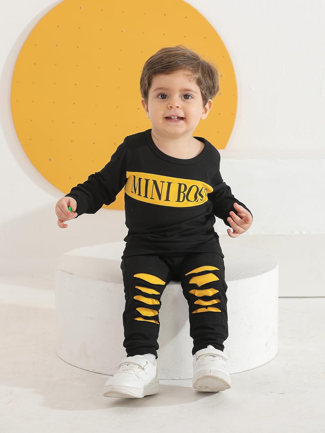 Toddler Infant Baby Boy Clothes Long Sleeve Letter Print Sweatshirt Tops + Pants 2PCS Outfit Set