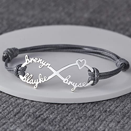 Mom Bracelet With Kids Names, Infinity Bracelet With Names