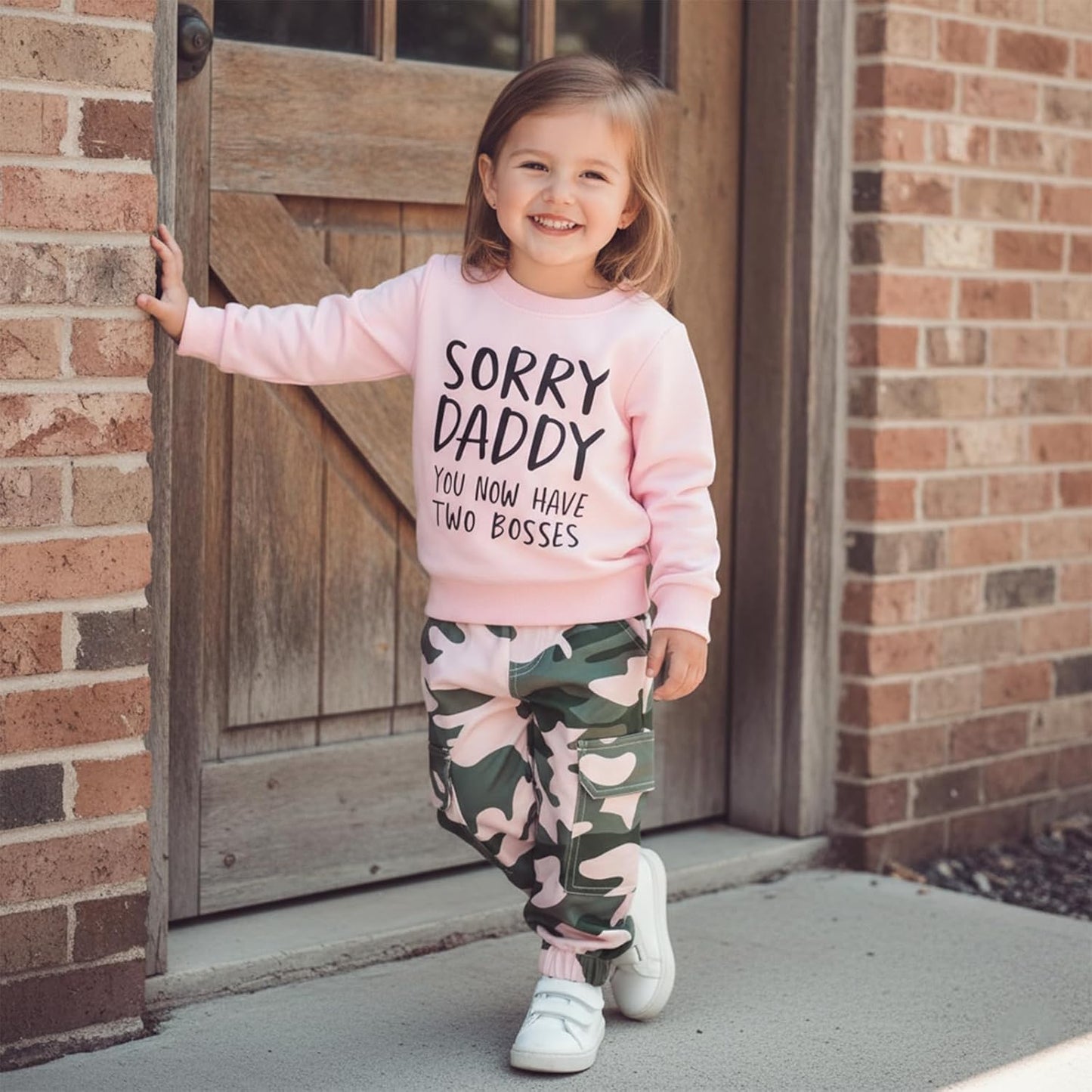 Girls Clothes 2T-6Y Sweatshirt & Camouflage Pants Set Kids Winter Sweatsuit