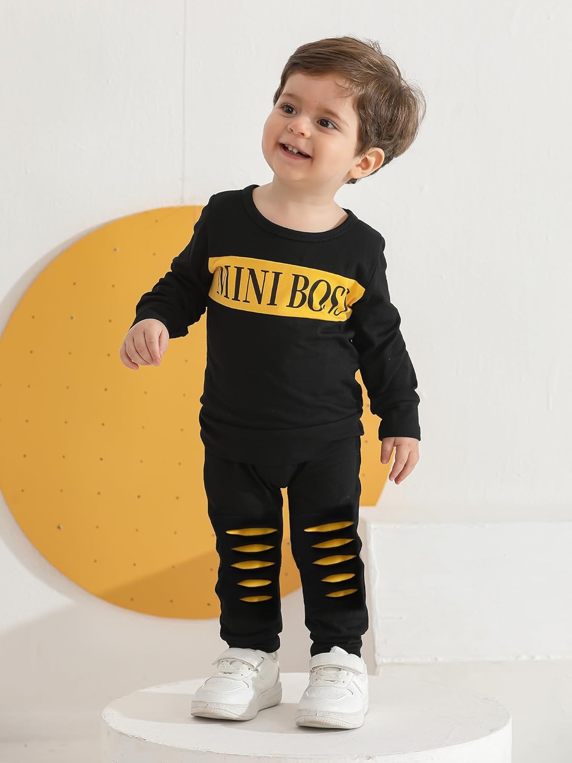 Toddler Infant Baby Boy Clothes Long Sleeve Letter Print Sweatshirt Tops + Pants 2PCS Outfit Set