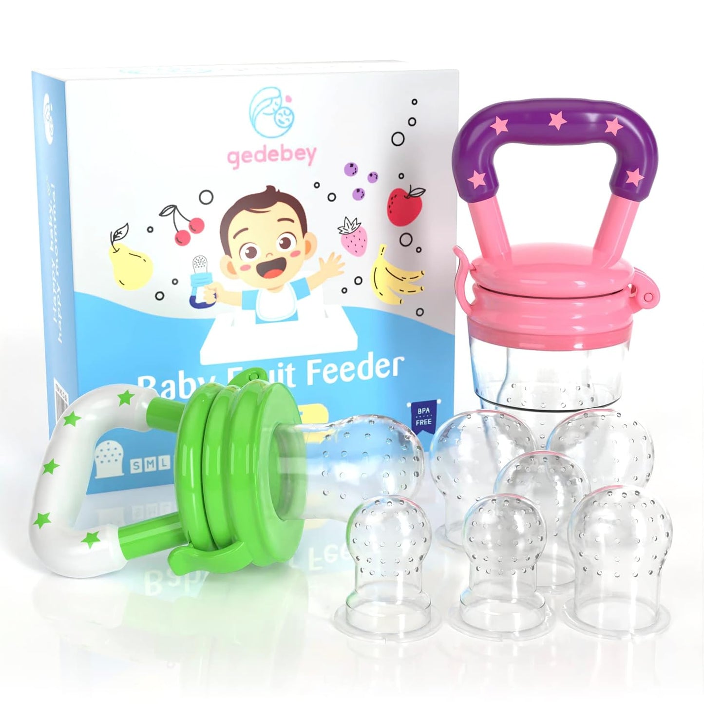 Baby Fruit Feeder & Breastmilk Popsicle Mold Set – 3 Pack Silicone Teething Relief Kit with Food Feeder Pacifier, Freezer Tray with Lid & Baby Teether Toy