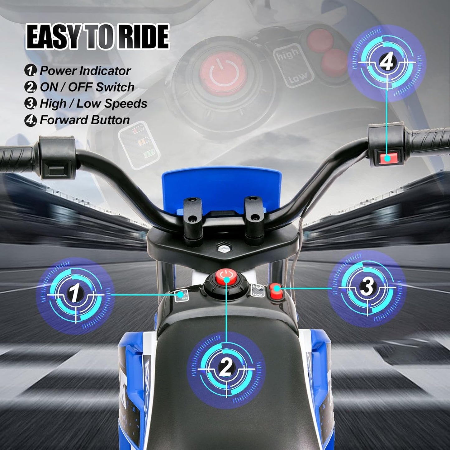 12V7AH Ride on Motorcycle for Kids W/Training Wheels, Spring Suspension