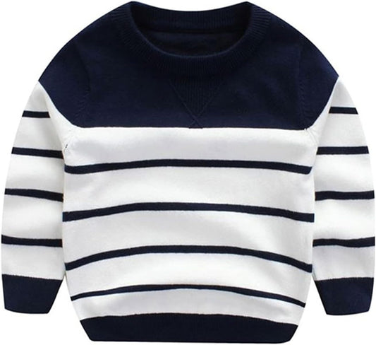  Long Sleeve Crewneck Striped Cotton Pullover Sweatshirt  1-5T