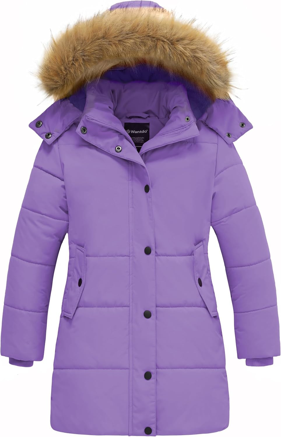 Girl'S Winter Coat Long Puffer Jacket Fleece Parka with Hood Waterproof