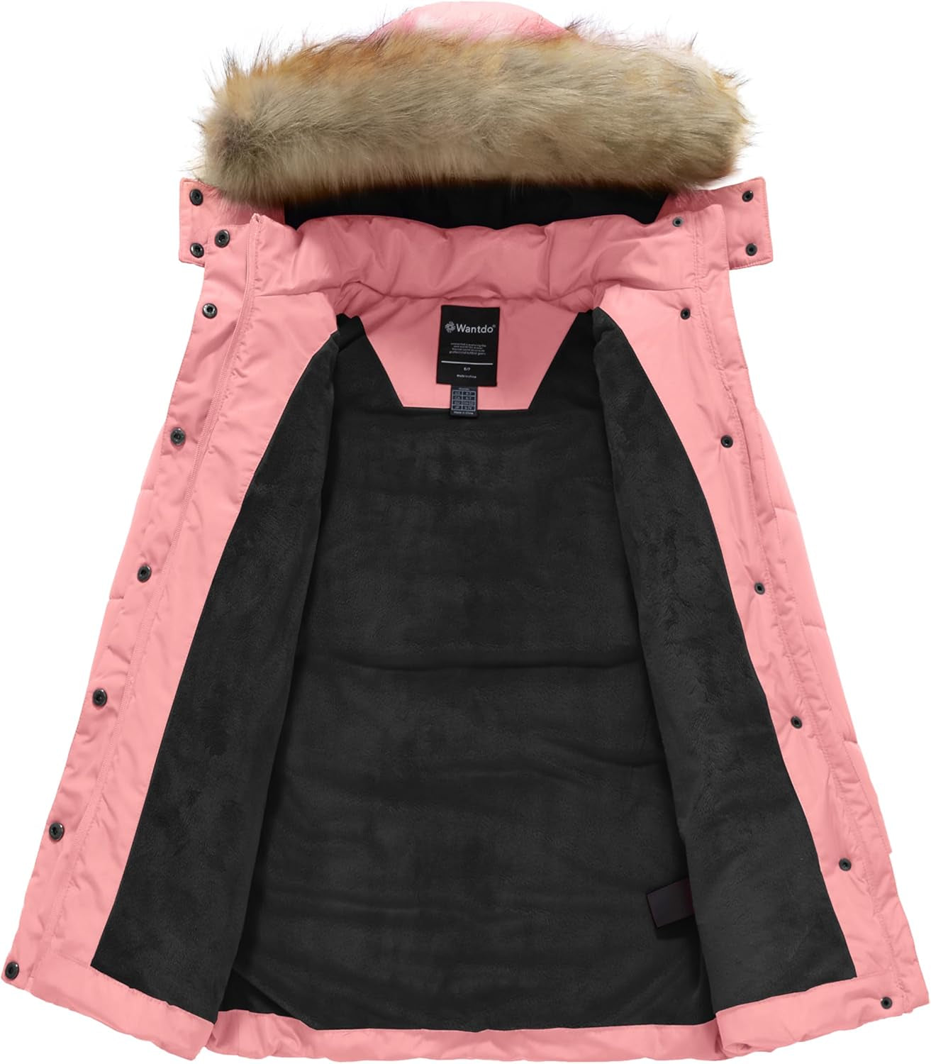 Girl'S Winter Coat Long Puffer Jacket Fleece Parka with Hood Waterproof