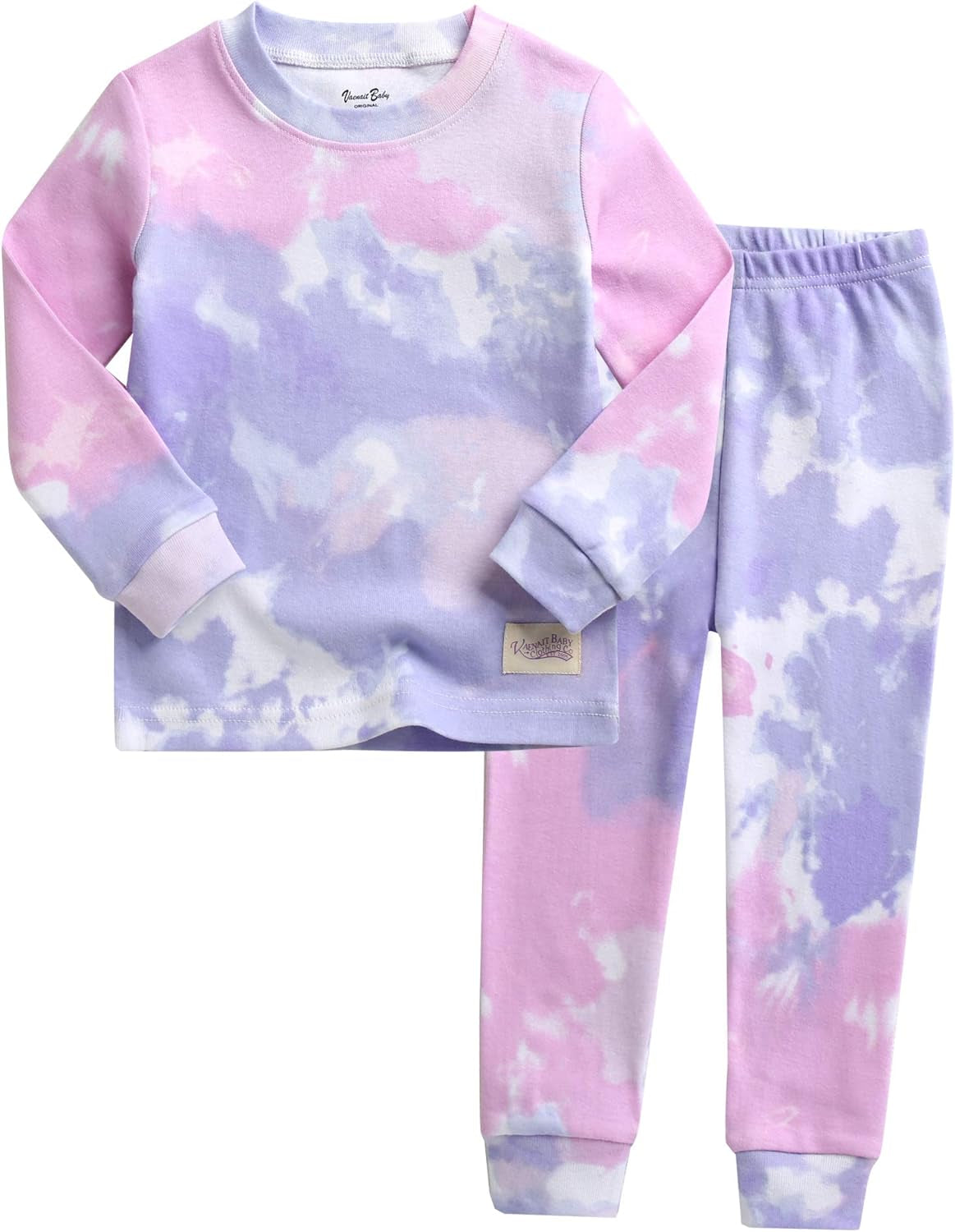 12M-12Y Toddler Kids Boys Girls 100% Cotton Marbling Tie-dye Sung Fit Sleepwear Pajamas 2Pcs Pjs Set