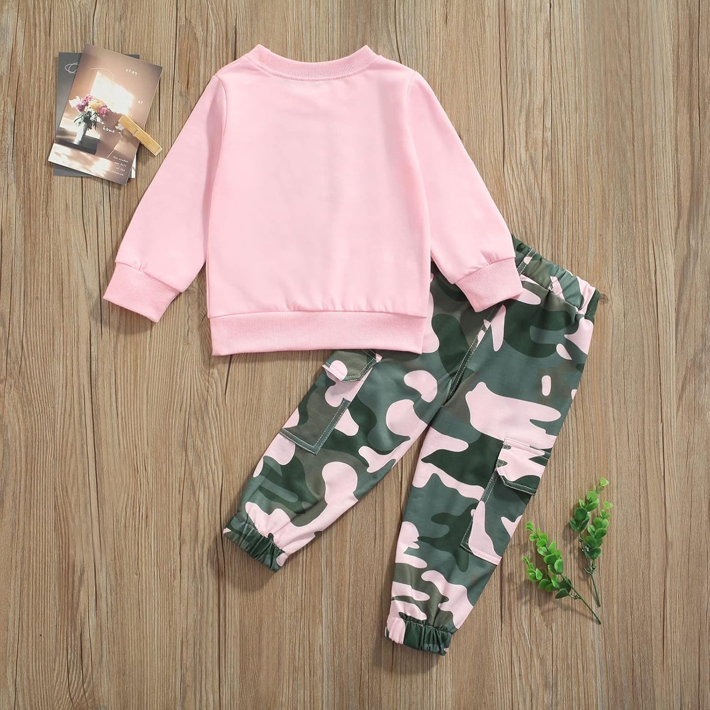 Girls Clothes 2T-6Y Sweatshirt & Camouflage Pants Set Kids Winter Sweatsuit