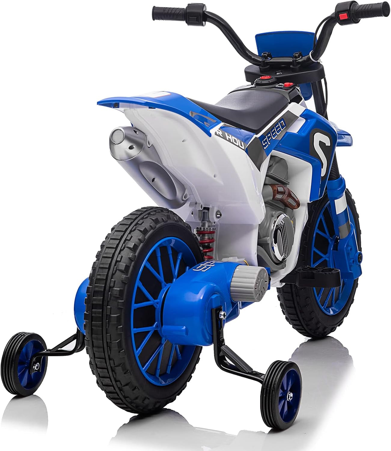 12V7AH Ride on Motorcycle for Kids W/Training Wheels, Spring Suspension