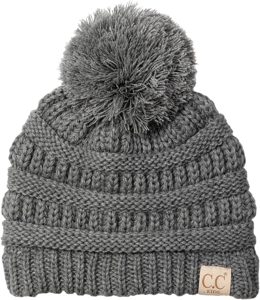 Cozy Toddler Cable Knit Pom Beanie - Warm Winter Hat for Kids
