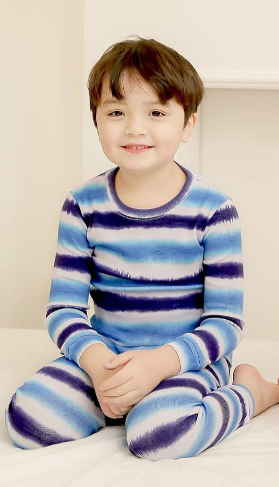 12M-12Y Toddler Kids Boys Girls 100% Cotton Marbling Tie-dye Sung Fit Sleepwear Pajamas 2Pcs Pjs Set
